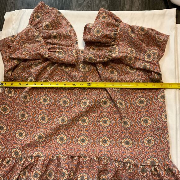 Sanctuary Boho Cropped Bell Ruffle Sleeve Blouse L Bohemian Coquette Girl Prints - Picture 7 of 10